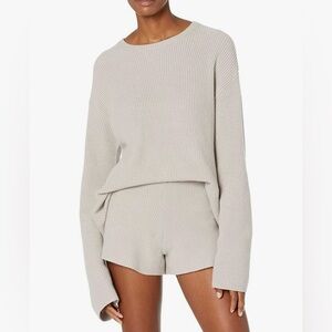 The Drop Women's Alice Crew-Neck Ribbed Pullover Sweater and Shorts Size Large